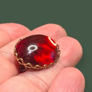 Vintage Ruby Glass Cabochon Pin